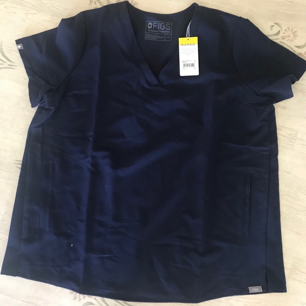 Navy blue figs maternity scrub top
